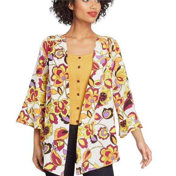 Modcloth Sweaters - ModCloth Certainly Styled Floral Retro Cream Kimono